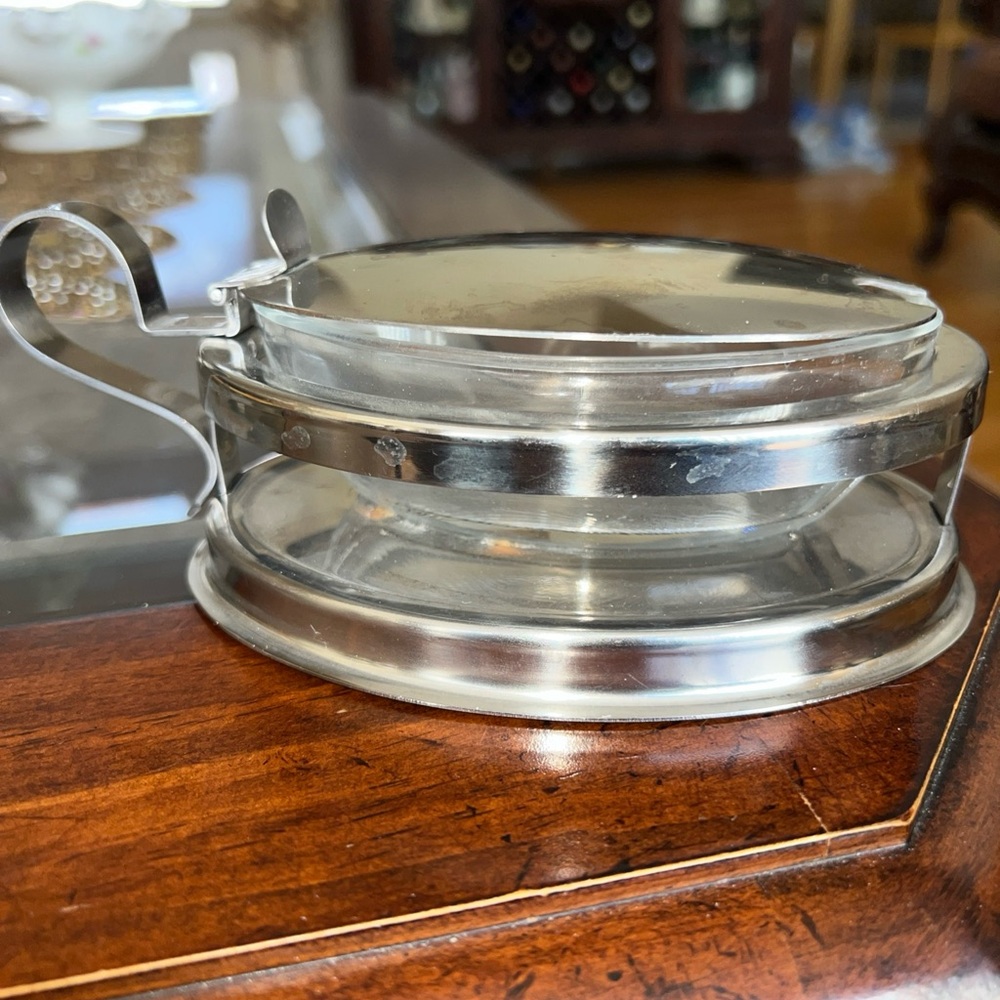 VTG INOXPRAN Italy 18/10 Stainless/glass Parmesan Cheese /Sugar Server Dish